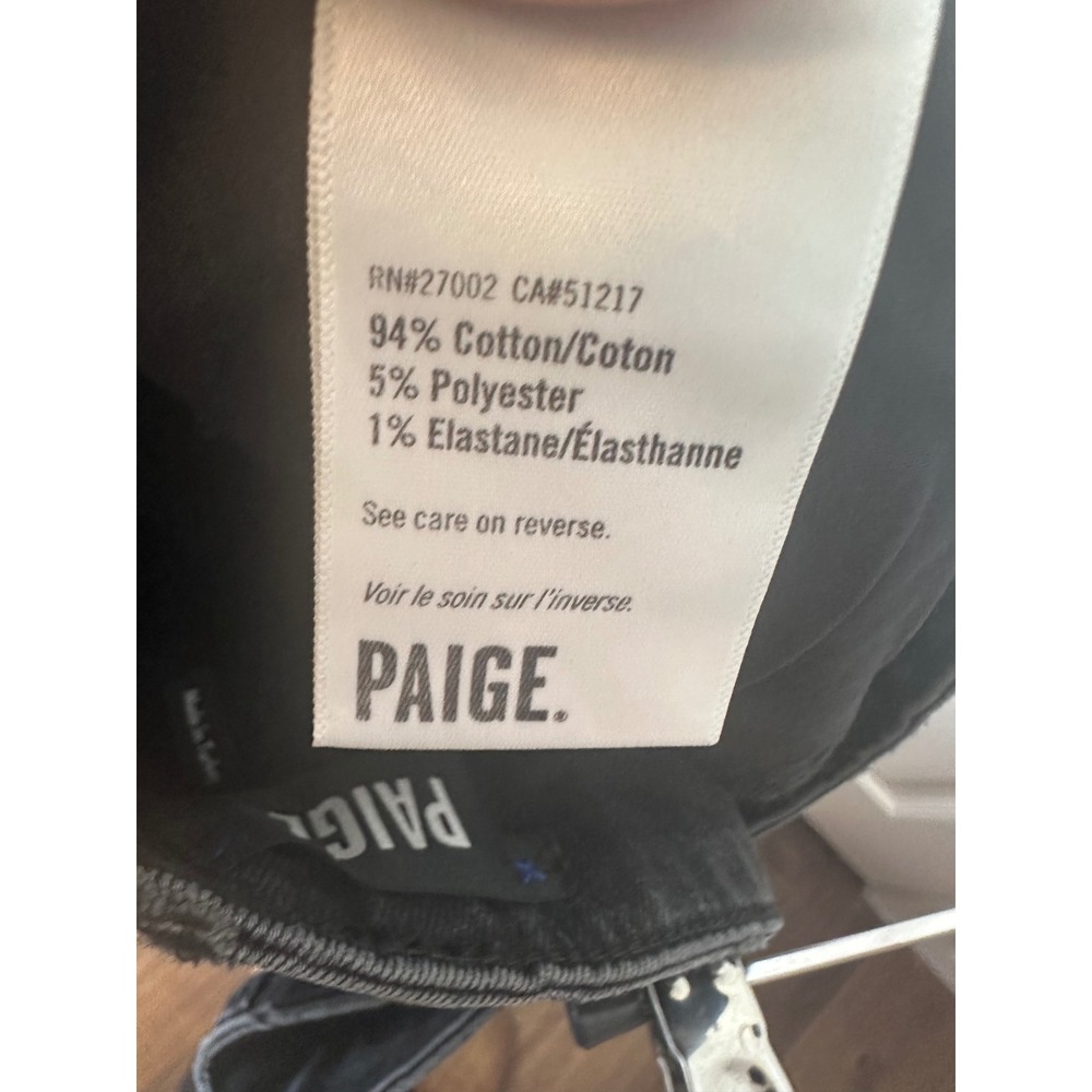 NEW Paige Sasha High Rise Wide Leg Jeans Viper Black Distressed Sz 32 - Picture 11 of 11